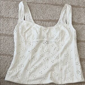 Free People White Eyelet tank Top